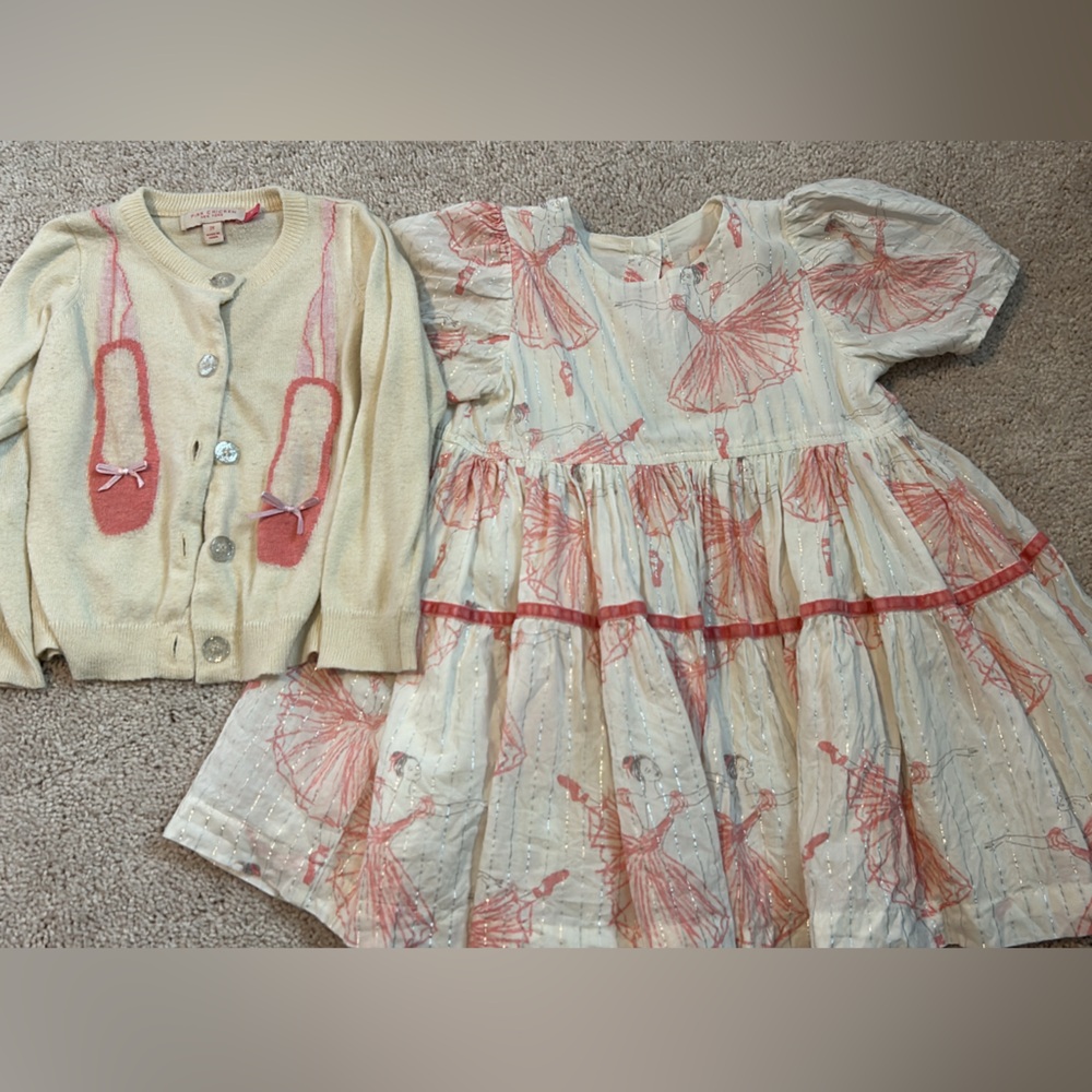 Pink Chicken Ballerina Dress and Sweater 2Y